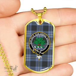 ScottishPlaid Irvine Weathered Clan Tartan Dog Tag Necklace - Crest Classic Scottish Plaid Tartan Plaid