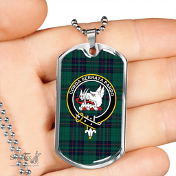 ScottishPlaid Lockhart Modern Clan Tartan Dog Tag Necklace - Crest Classic Scottish Plaid Tartan Plaid
