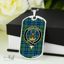ScottishPlaid Keith (Austin) Ancient Clan Tartan Dog Tag Necklace - Crest Classic Scottish Plaid Tartan Plaid