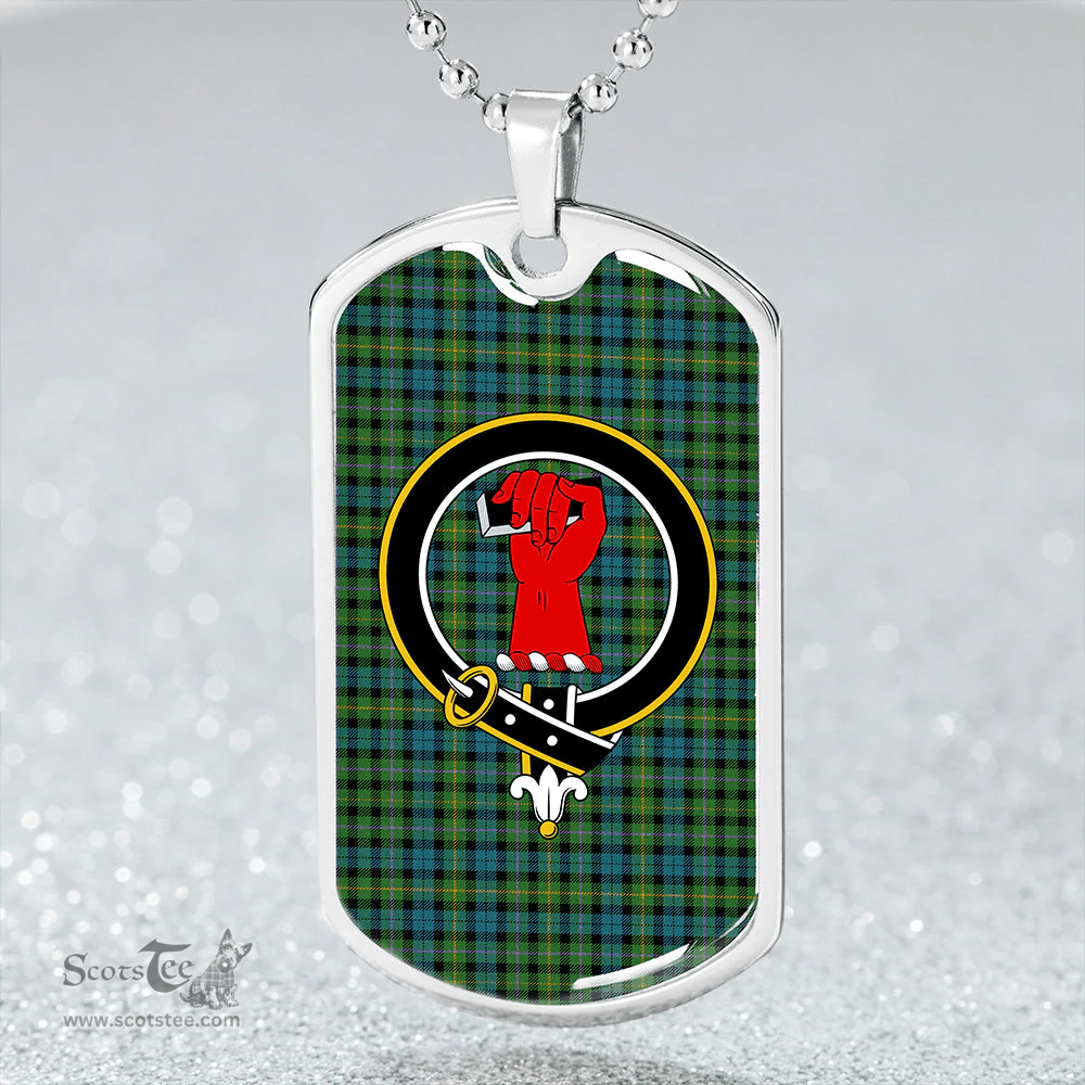 ScottishPlaid MacBride Ancient Clan Tartan Dog Tag Necklace - Crest Classic Scottish Plaid Tartan Plaid