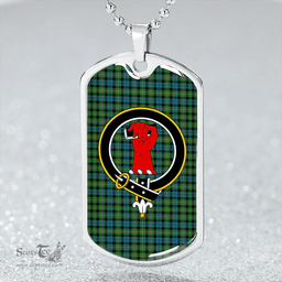 ScottishPlaid MacBride Ancient Clan Tartan Dog Tag Necklace - Crest Classic Scottish Plaid Tartan Plaid
