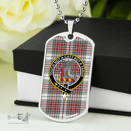 ScottishPlaid MacBean Dress (MacBain Dress) Modern Clan Tartan Dog Tag Necklace - Crest Classic Scottish Plaid Tartan Plaid