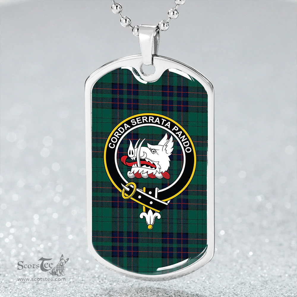 ScottishPlaid Lockhart Modern Clan Tartan Dog Tag Necklace - Crest Classic Scottish Plaid Tartan Plaid