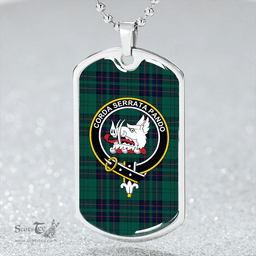 ScottishPlaid Lockhart Modern Clan Tartan Dog Tag Necklace - Crest Classic Scottish Plaid Tartan Plaid