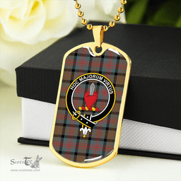 ScottishPlaid Logan Weathered Clan Tartan Dog Tag Necklace - Crest Classic Scottish Plaid Tartan Plaid