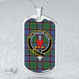 ScottishPlaid Logan (Clans Originaux) Ancient Clan Tartan Dog Tag Necklace - Crest Classic Scottish Plaid Tartan Plaid