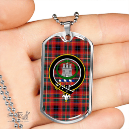 ScottishPlaid Innes Red Weathered Clan Tartan Dog Tag Necklace - Crest Classic Scottish Plaid Tartan Plaid