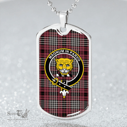 ScottishPlaid Little of Morton Rigg Ancient Clan Tartan Dog Tag Necklace - Crest Classic Scottish Plaid Tartan Plaid