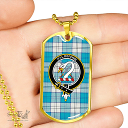 ScottishPlaid Lennox Dress Turquoise Clan Tartan Dog Tag Necklace - Crest Classic Scottish Plaid Tartan Plaid