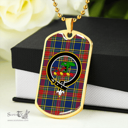 ScottishPlaid MacBeth Modern Clan Tartan Dog Tag Necklace - Crest Classic Scottish Plaid Tartan Plaid