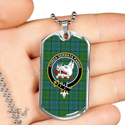 ScottishPlaid Lockhart Ancient Clan Tartan Dog Tag Necklace - Crest Classic Scottish Plaid Tartan Plaid