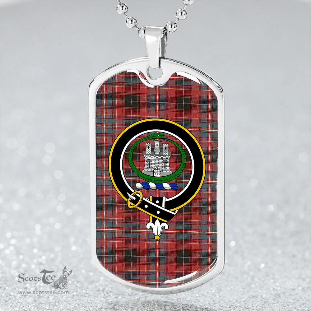 ScottishPlaid Innes Weathered Clan Tartan Dog Tag Necklace - Crest Classic Scottish Plaid Tartan Plaid