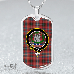 ScottishPlaid Innes Weathered Clan Tartan Dog Tag Necklace - Crest Classic Scottish Plaid Tartan Plaid
