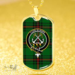 ScottishPlaid Kinnear Clan Tartan Dog Tag Necklace - Crest Classic Scottish Plaid Tartan Plaid