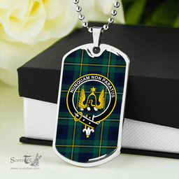 ScottishPlaid Johnstone Clans Originaux (Johnson Clans Originaux) Modern Clan Tartan Dog Tag Necklace - Crest Classic Scottish Plaid Tartan Plaid