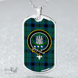 ScottishPlaid Innes Hunting Lyon Weathered Clan Tartan Dog Tag Necklace - Crest Classic Scottish Plaid Tartan Plaid