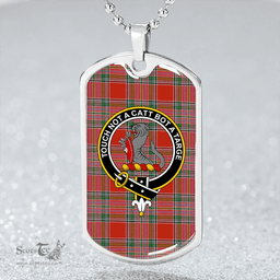 ScottishPlaid MacBean (MacBain) Ancient Clan Tartan Dog Tag Necklace - Crest Classic Scottish Plaid Tartan Plaid