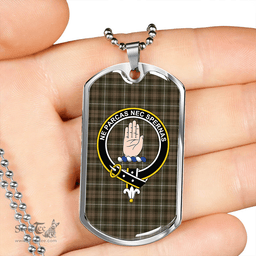 ScottishPlaid Lamont Heather (MacLamont Heather) Modern Clan Tartan Dog Tag Necklace - Crest Classic Scottish Plaid Tartan Plaid