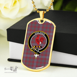 ScottishPlaid Laing Artefact (Lang Artefact) Weathered Clan Tartan Dog Tag Necklace - Crest Classic Scottish Plaid Tartan Plaid