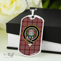 ScottishPlaid Innes Red Ancient Clan Tartan Dog Tag Necklace - Crest Classic Scottish Plaid Tartan Plaid