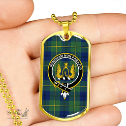 ScottishPlaid Johnstone (Johnson) Modern Clan Tartan Dog Tag Necklace - Crest Classic Scottish Plaid Tartan Plaid