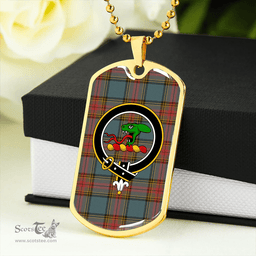 ScottishPlaid MacBeth #3 Weathered Clan Tartan Dog Tag Necklace - Crest Classic Scottish Plaid Tartan Plaid