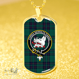 ScottishPlaid Lockhart Modern Clan Tartan Dog Tag Necklace - Crest Classic Scottish Plaid Tartan Plaid