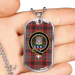 ScottishPlaid Innes Weathered Clan Tartan Dog Tag Necklace - Crest Classic Scottish Plaid Tartan Plaid
