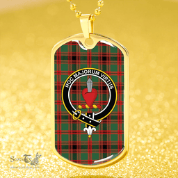 ScottishPlaid Logan #2 Modern Clan Tartan Dog Tag Necklace - Crest Classic Scottish Plaid Tartan Plaid