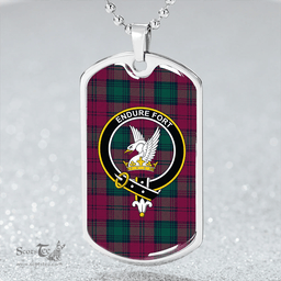 ScottishPlaid Lindsay #2 Modern Clan Tartan Dog Tag Necklace - Crest Classic Scottish Plaid Tartan Plaid
