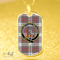 ScottishPlaid MacBean Dress (MacBain Dress) Modern Clan Tartan Dog Tag Necklace - Crest Classic Scottish Plaid Tartan Plaid