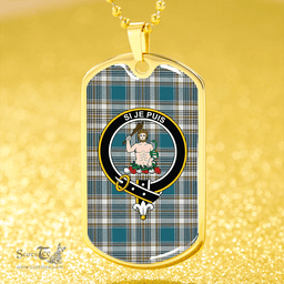 ScottishPlaid Livingstone Dress Ancient Clan Tartan Dog Tag Necklace - Crest Classic Scottish Plaid Tartan Plaid