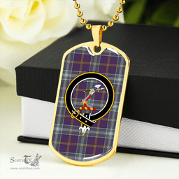 ScottishPlaid Jackson Weathered Clan Tartan Dog Tag Necklace - Crest Classic Scottish Plaid Tartan Plaid