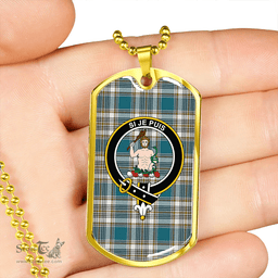 ScottishPlaid Livingstone Dress Ancient Clan Tartan Dog Tag Necklace - Crest Classic Scottish Plaid Tartan Plaid
