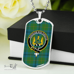 ScottishPlaid Johnstone (Johnson) Ancient Clan Tartan Dog Tag Necklace - Crest Classic Scottish Plaid Tartan Plaid
