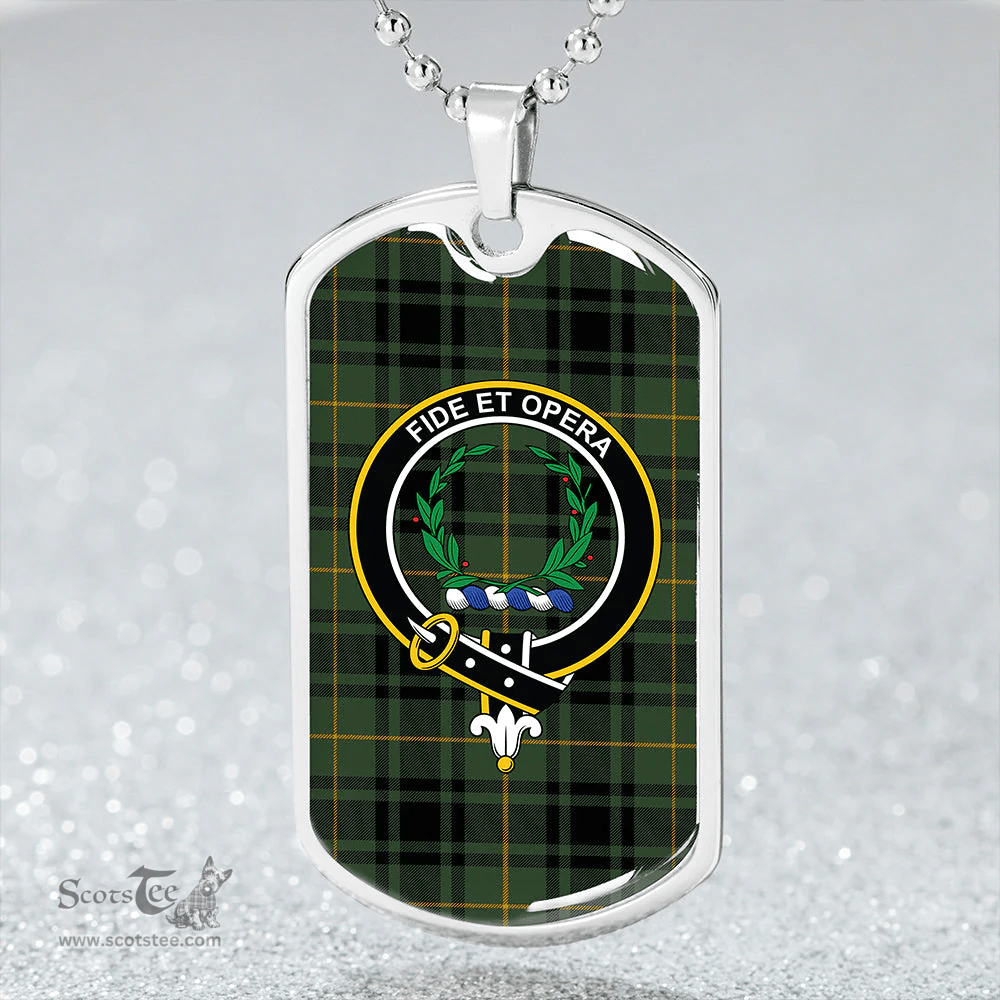 ScottishPlaid MacArthur Modern Clan Tartan Dog Tag Necklace - Crest Classic Scottish Plaid Tartan Plaid