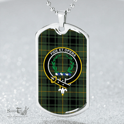 ScottishPlaid MacArthur Modern Clan Tartan Dog Tag Necklace - Crest Classic Scottish Plaid Tartan Plaid