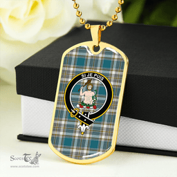 ScottishPlaid Livingstone Dress Ancient Clan Tartan Dog Tag Necklace - Crest Classic Scottish Plaid Tartan Plaid
