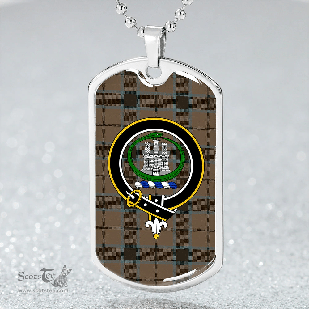 ScottishPlaid Innes of Cowie Ancient Clan Tartan Dog Tag Necklace - Crest Classic Scottish Plaid Tartan Plaid
