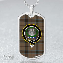 ScottishPlaid Innes of Cowie Ancient Clan Tartan Dog Tag Necklace - Crest Classic Scottish Plaid Tartan Plaid