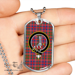 ScottishPlaid MacColl (MacCall) Modern Clan Tartan Dog Tag Necklace - Crest Classic Scottish Plaid Tartan Plaid