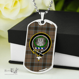 ScottishPlaid Innes of Cowie Ancient Clan Tartan Dog Tag Necklace - Crest Classic Scottish Plaid Tartan Plaid