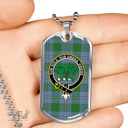 ScottishPlaid Irvine of Bonshaw Ancient Clan Tartan Dog Tag Necklace - Crest Classic Scottish Plaid Tartan Plaid