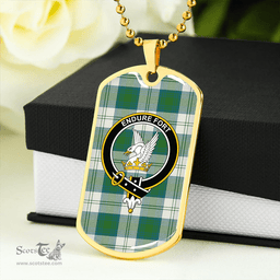 ScottishPlaid Lindsay Dress Dance Green Modern Clan Tartan Dog Tag Necklace - Crest Classic Scottish Plaid Tartan Plaid