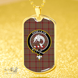 ScottishPlaid Kennedy Weathered Clan Tartan Dog Tag Necklace - Crest Classic Scottish Plaid Tartan Plaid