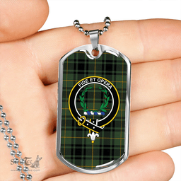 ScottishPlaid MacArthur Modern Clan Tartan Dog Tag Necklace - Crest Classic Scottish Plaid Tartan Plaid