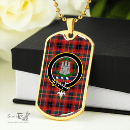 ScottishPlaid Innes Red Weathered Clan Tartan Dog Tag Necklace - Crest Classic Scottish Plaid Tartan Plaid