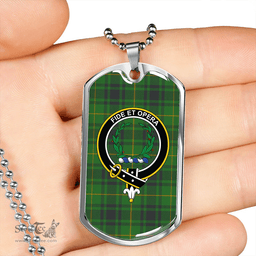 ScottishPlaid MacArthur Ancient Clan Tartan Dog Tag Necklace - Crest Classic Scottish Plaid Tartan Plaid