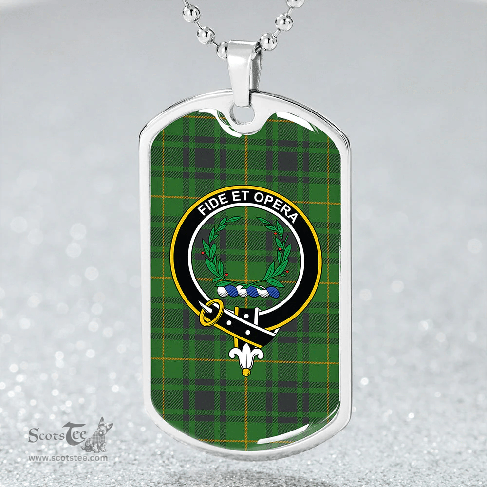 ScottishPlaid MacArthur Ancient Clan Tartan Dog Tag Necklace - Crest Classic Scottish Plaid Tartan Plaid