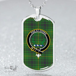 ScottishPlaid MacArthur Ancient Clan Tartan Dog Tag Necklace - Crest Classic Scottish Plaid Tartan Plaid